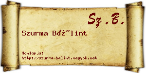 Szurma Bálint névjegykártya